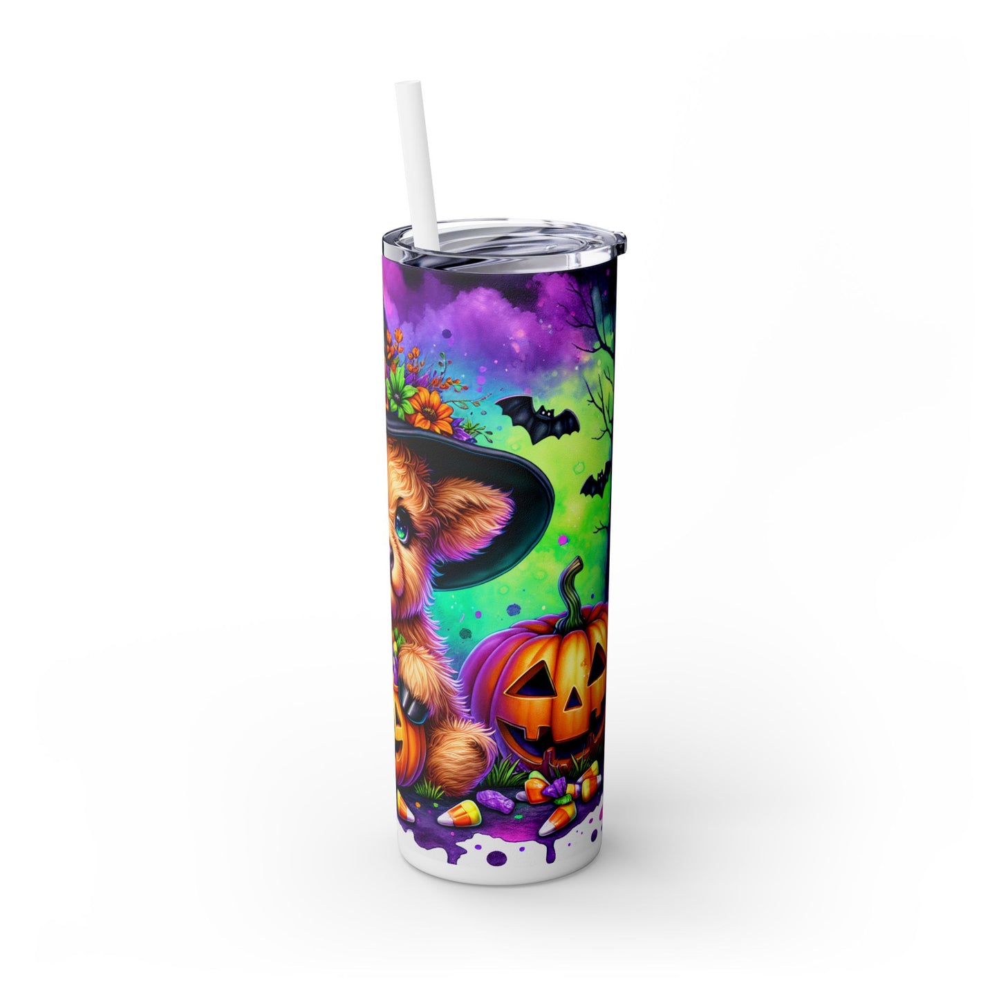 Halloween Skinny Tumbler with Straw, Holiday Gift | for Her 3