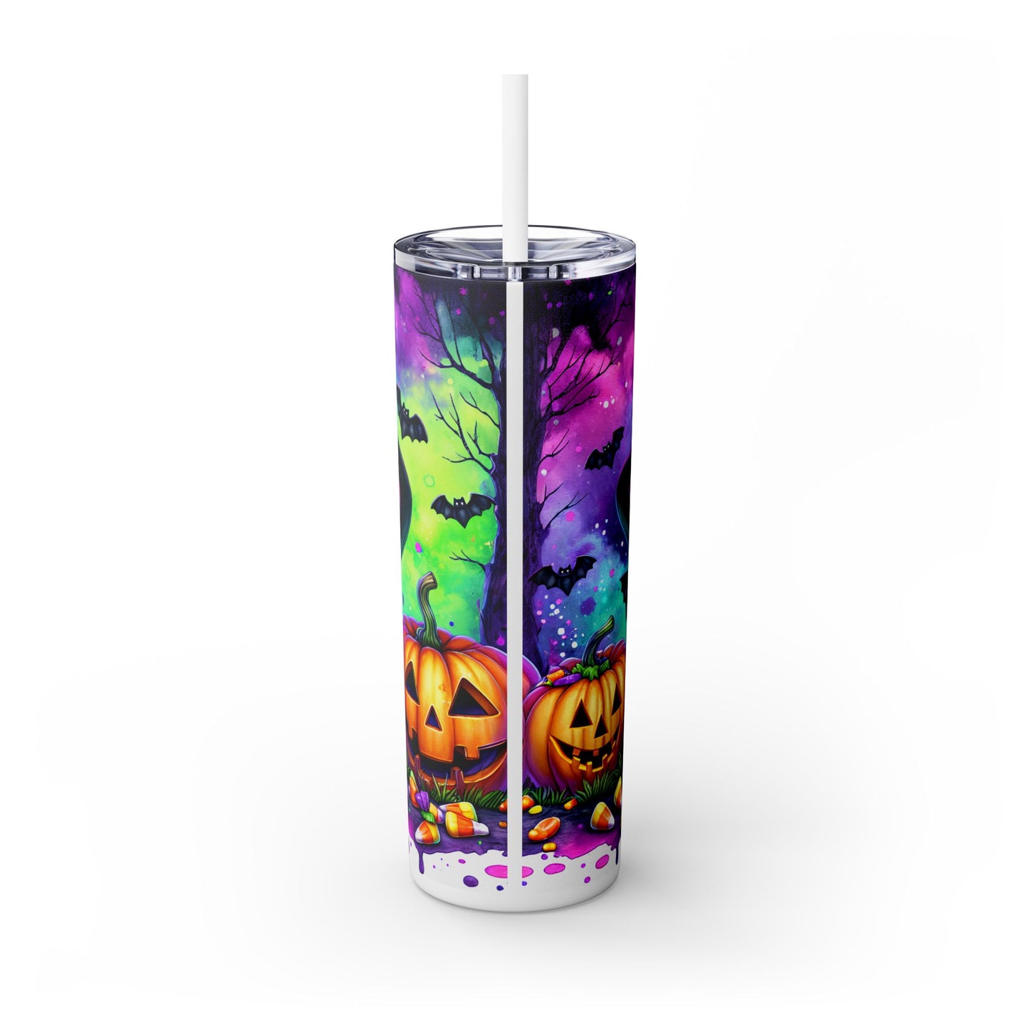 Halloween Skinny Tumbler with Straw, Holiday Gift | for Her 3