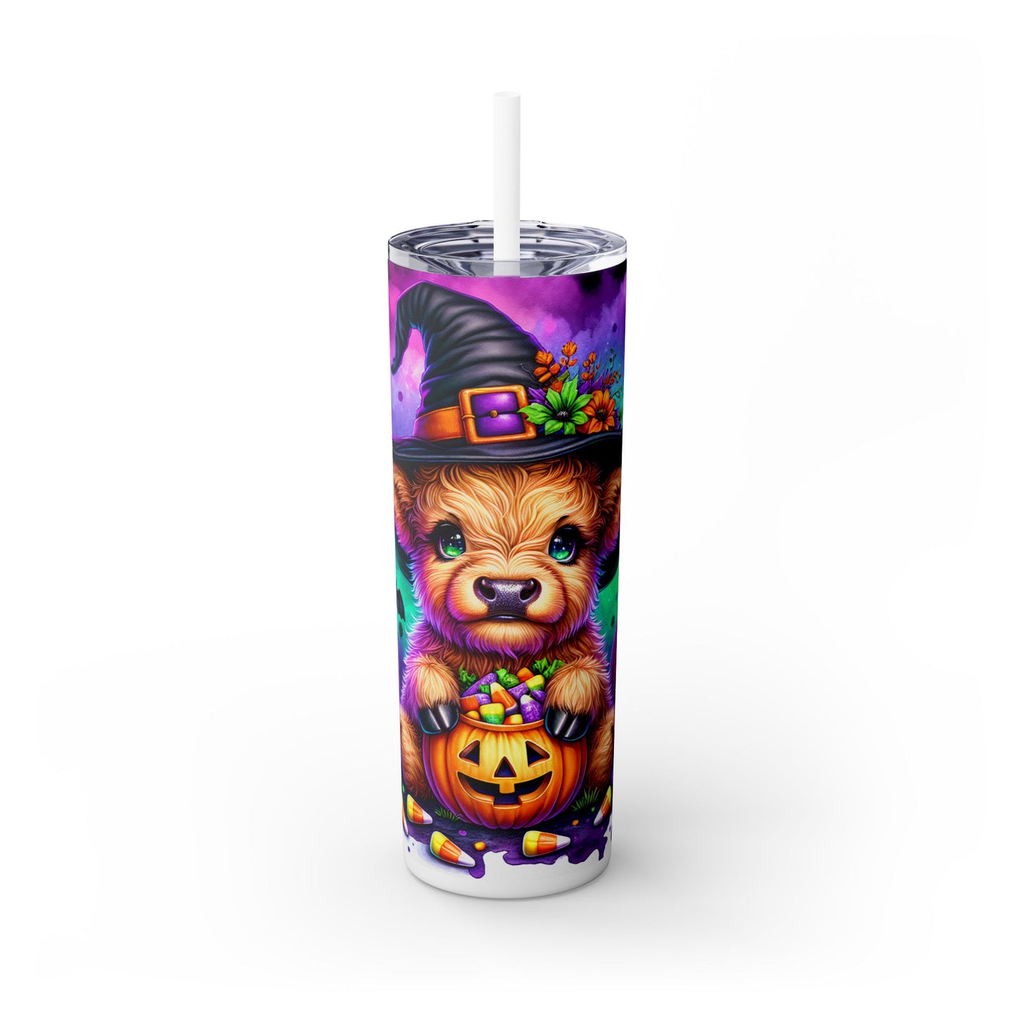 Halloween Skinny Tumbler with Straw, Holiday Gift | for Her 3