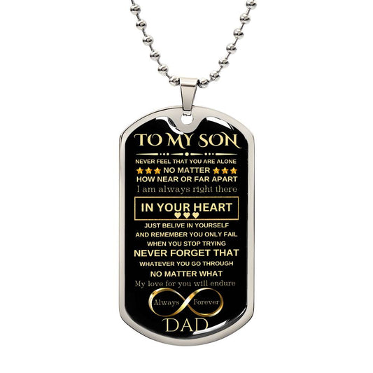 To My Son | Dogtag Necklace | Christmas Holiday Gift | Dad |