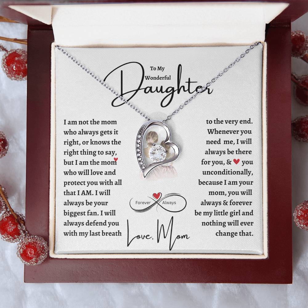 To My Wonderful Daughter | Forever Love Necklace | Christmas, Holiday, Birthday Graduation, Valentine Gift For Her | mom |