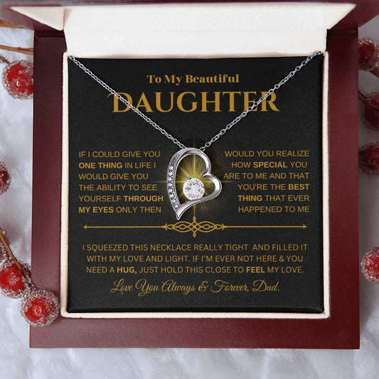 To My Daughter | Forever Love Necklace | Christmas Holiday Gift  | Dad | BG