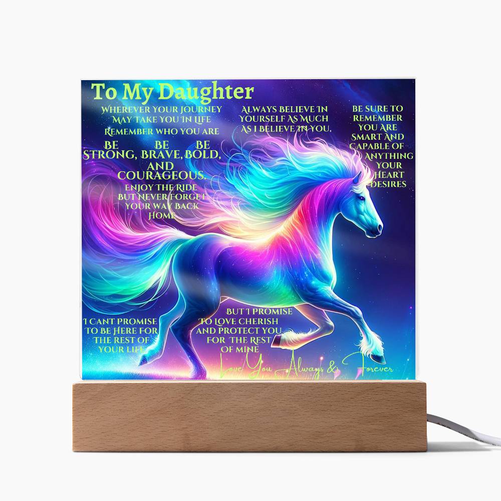 To My Daughter Unicorn Acrylic Led Night Lamp For Her Christmas Holiday Season Birthday Mom or Dad