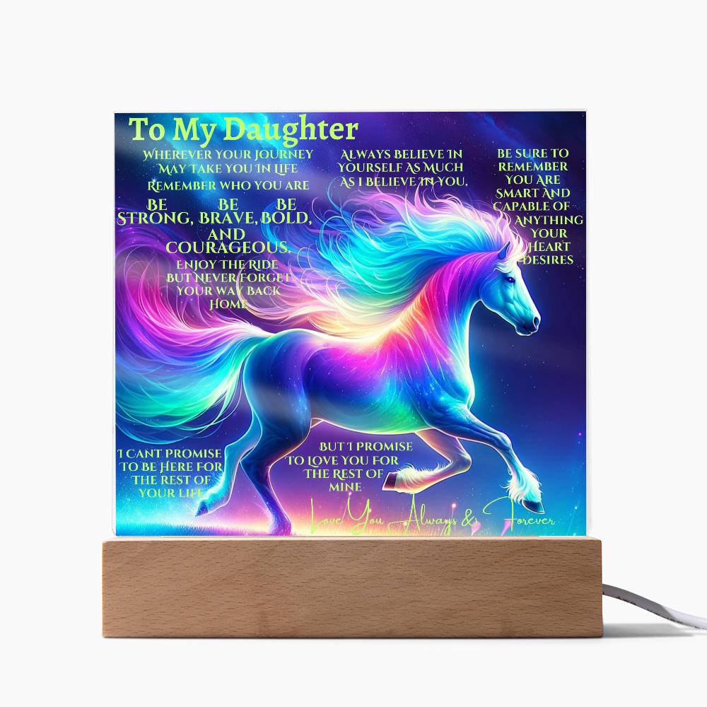 To My Daughter | Unicorn Acrylic Led Night Lamp For Her | Christmas Holiday Season Birthday | Mom Dad |