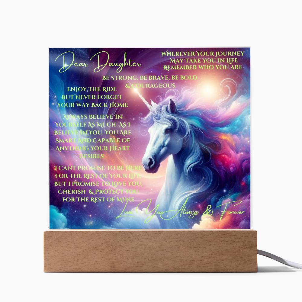 To My Daughter | Unicorn Acrylic Led Night Lamp For Her | Christmas Holiday Season Birthday | Mom Dad | RU