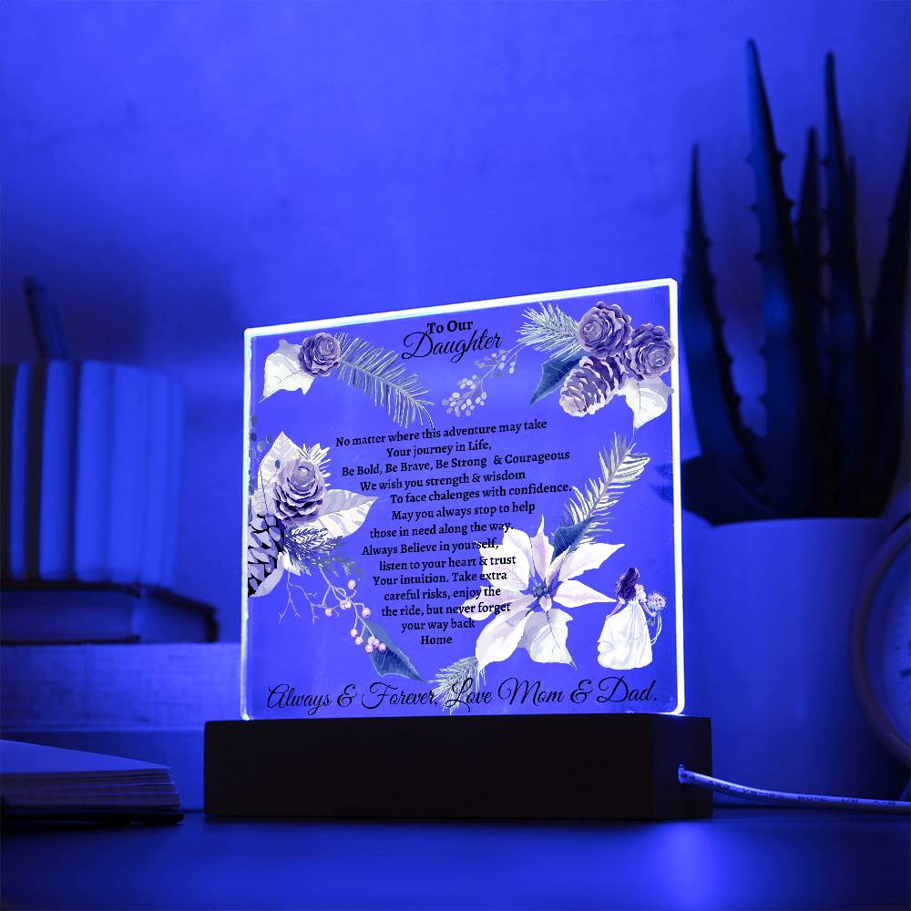 To Our Daughter | Acrylic Square Plaque Led Light | Christmas, Holiday Gift for Her | Mom & Dad|