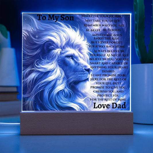 To My Son Lion Acrylic | Old Lion Holiday Christmas Gift | Love Dad | BL