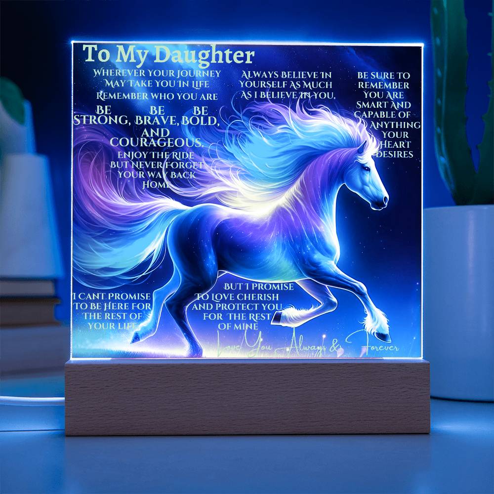 To My Daughter Unicorn Acrylic Led Night Lamp For Her Christmas Holiday Season Birthday Mom or Dad