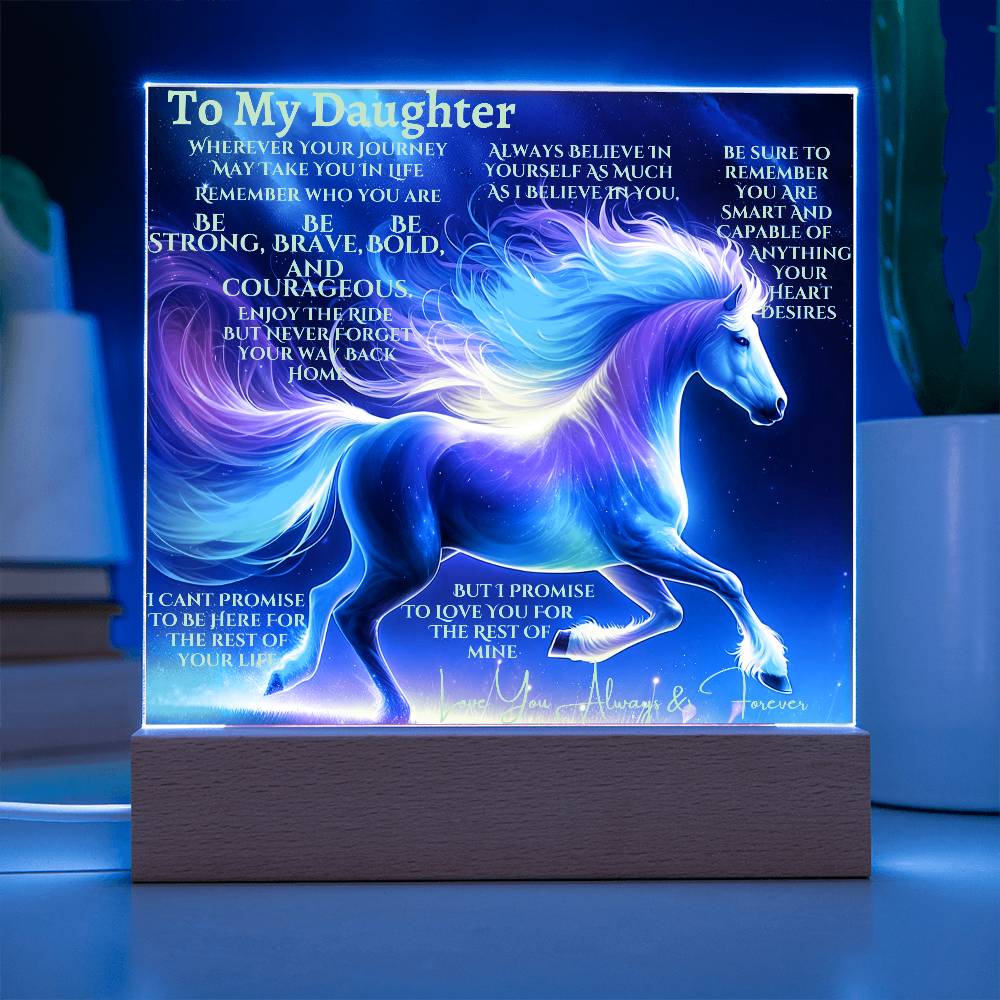 To My Daughter | Unicorn Acrylic Led Night Lamp For Her | Christmas Holiday Season Birthday | Mom Dad |