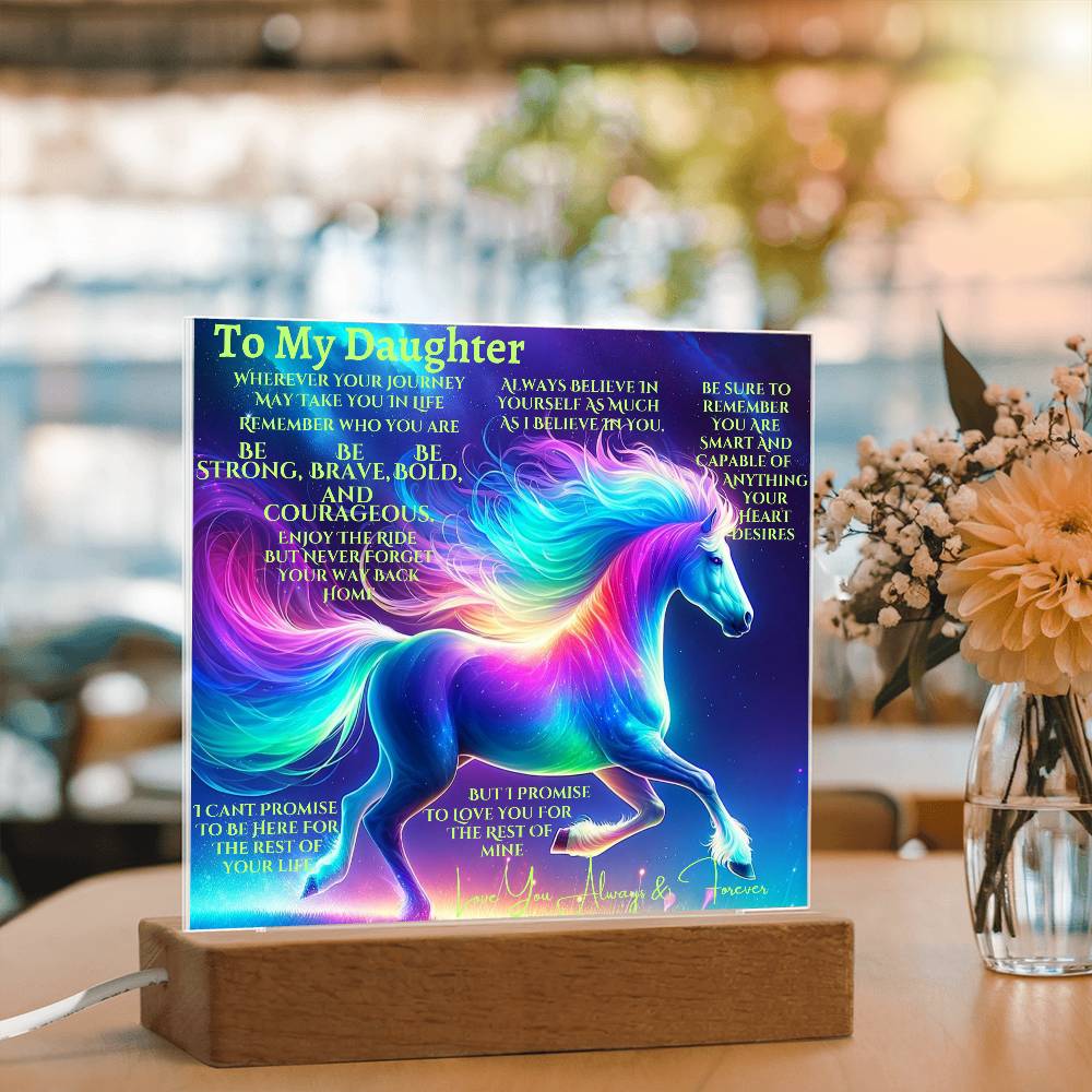 To My Daughter | Unicorn Acrylic Led Night Lamp For Her | Christmas Holiday Season Birthday | Mom Dad |