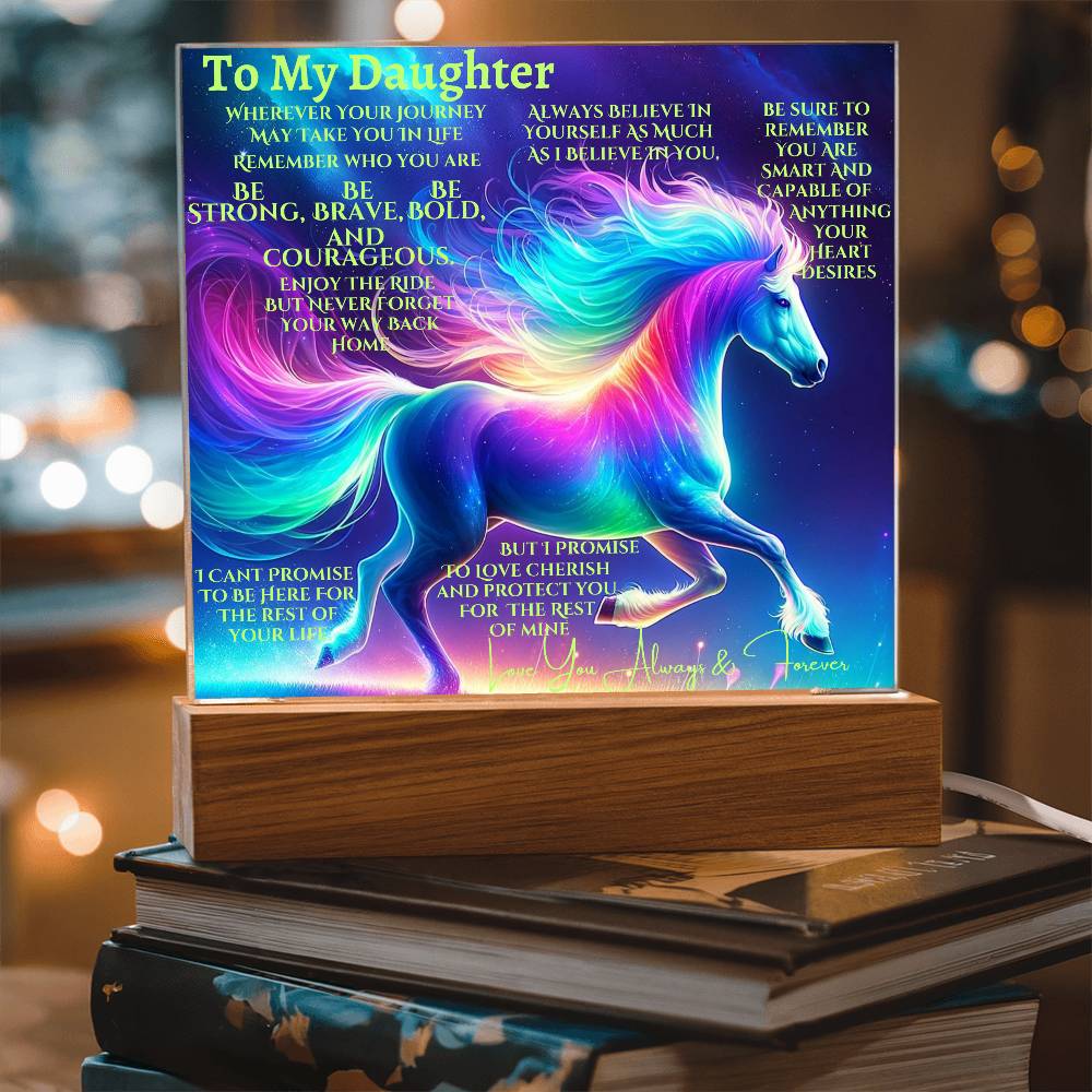 To My Daughter Unicorn Acrylic Led Night Lamp For Her Christmas Holiday Season Birthday Mom or Dad