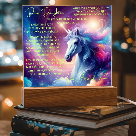 To My Daughter | Unicorn Acrylic Led Night Lamp For Her | Christmas Holiday Season Birthday | Mom Dad | RU