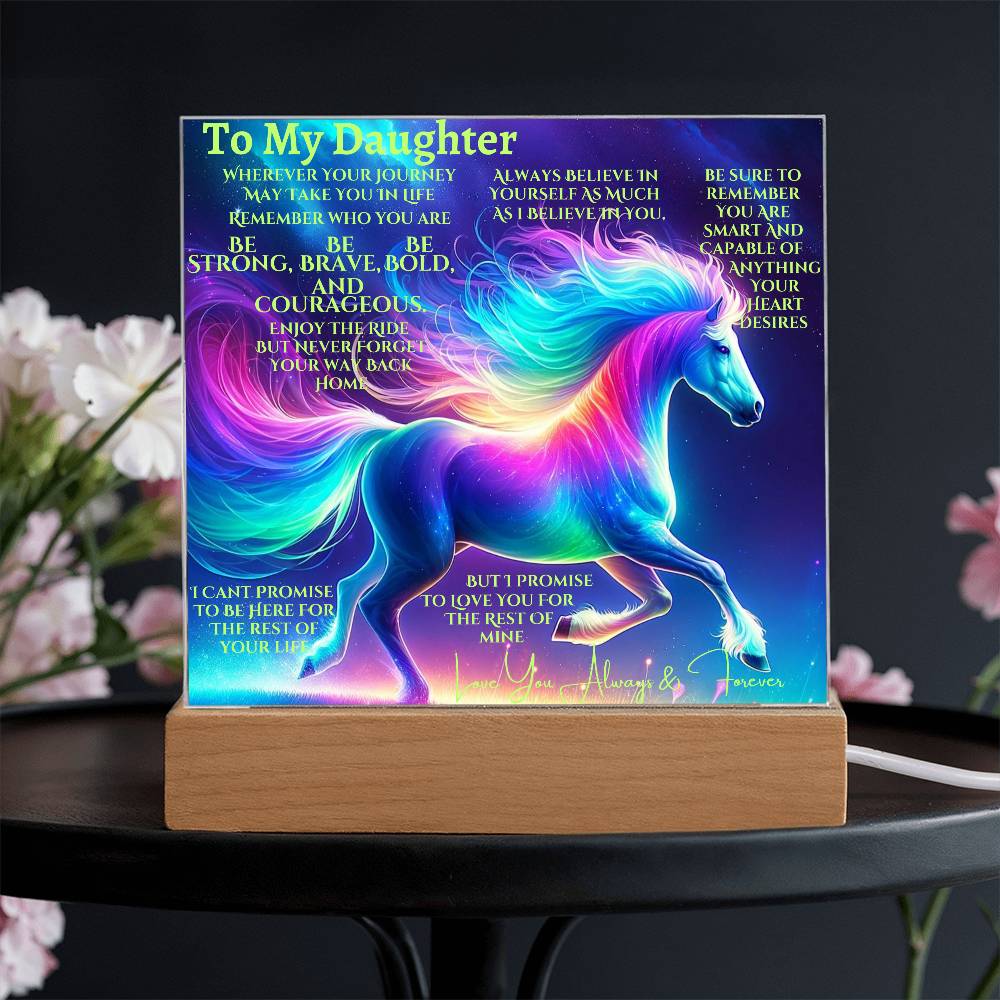 To My Daughter | Unicorn Acrylic Led Night Lamp For Her | Christmas Holiday Season Birthday | Mom Dad |