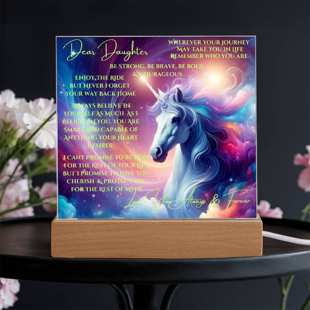 To My Daughter | Unicorn Acrylic Led Night Lamp For Her | Christmas Holiday Season Birthday | Mom Dad | RU