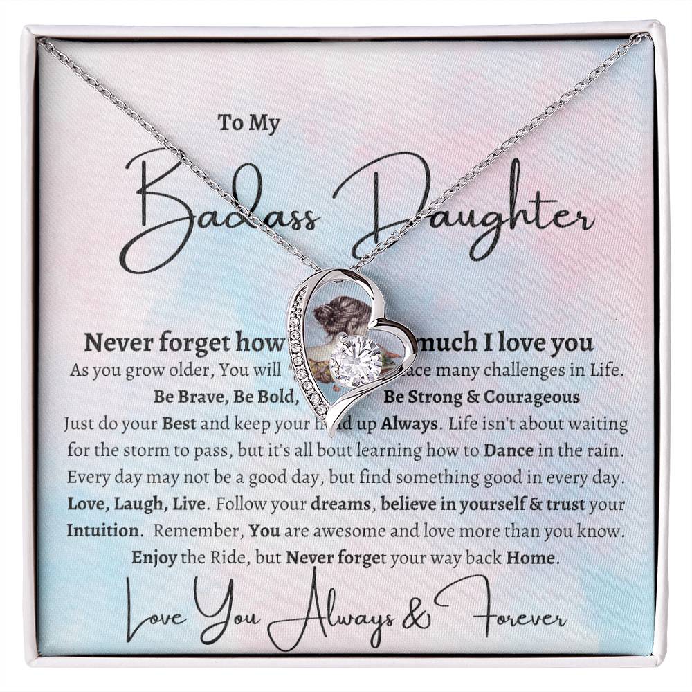 To My Badass Daughter | Forever Love Necklace | Christmas Holiday Gift For Her | Mom & Dad |