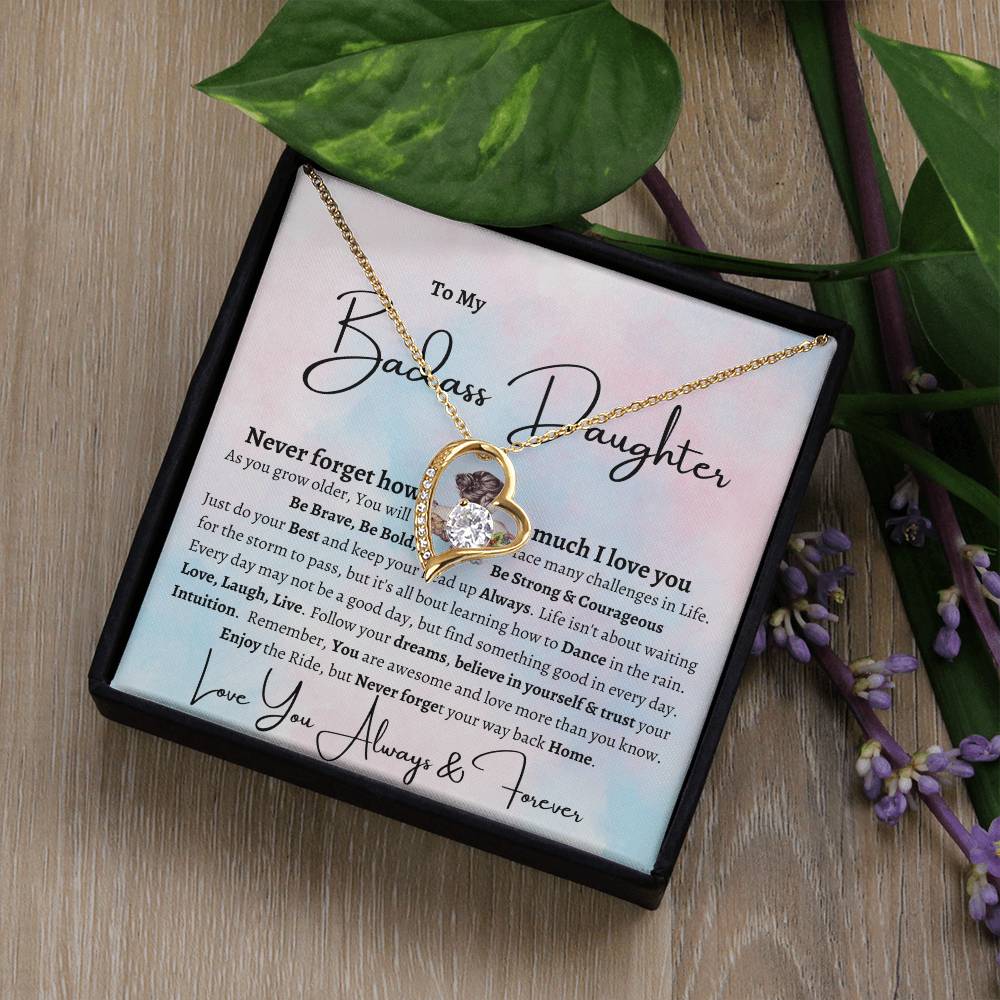 To My Badass Daughter | Forever Love Necklace | Christmas Holiday Gift For Her | Mom & Dad |