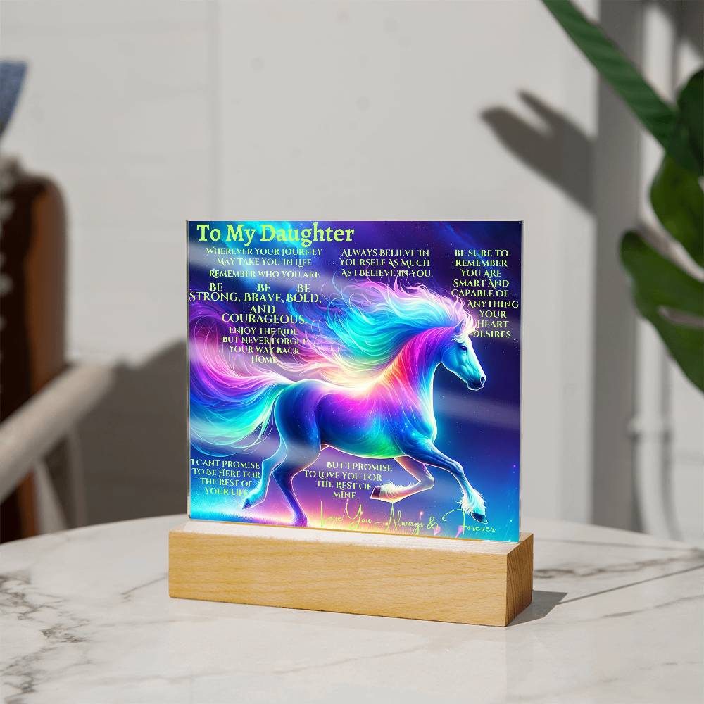 To My Daughter | Unicorn Acrylic Led Night Lamp For Her | Christmas Holiday Season Birthday | Mom Dad |