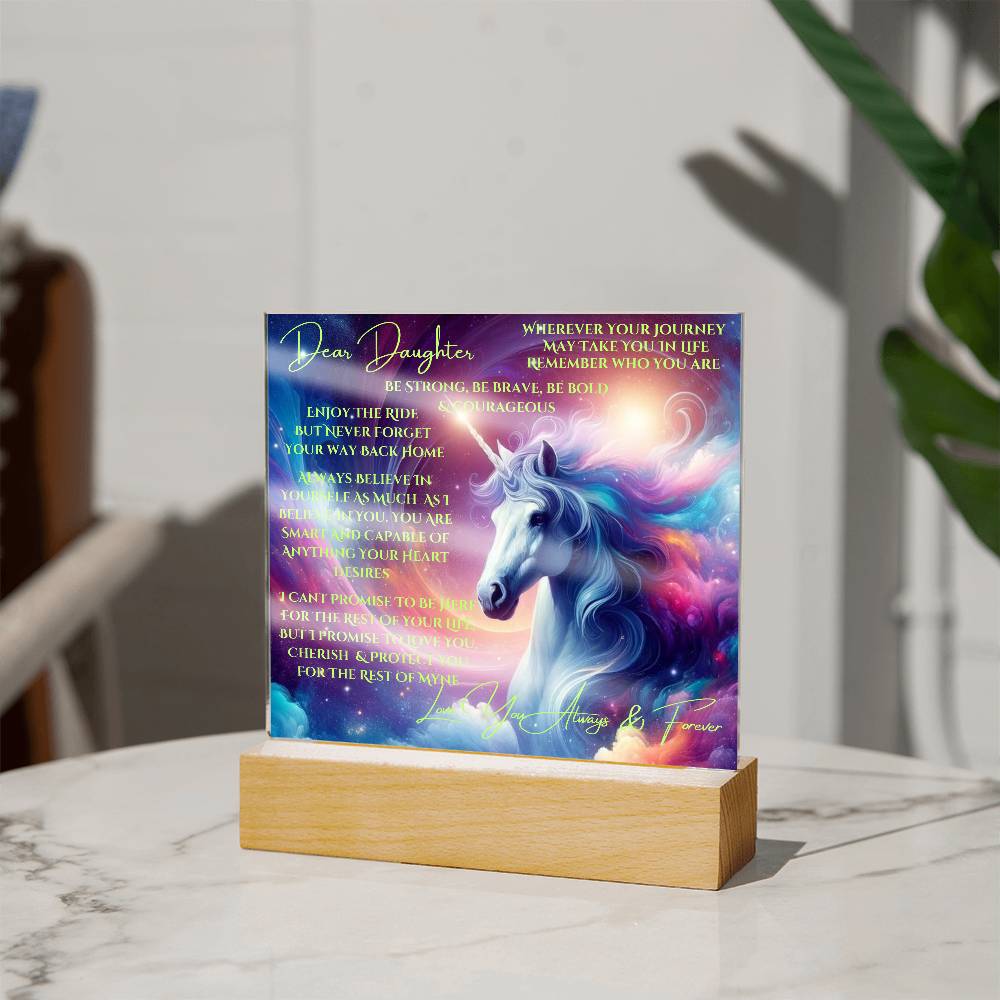 To My Daughter | Unicorn Acrylic Led Night Lamp For Her | Christmas Holiday Season Birthday | Mom Dad | RU