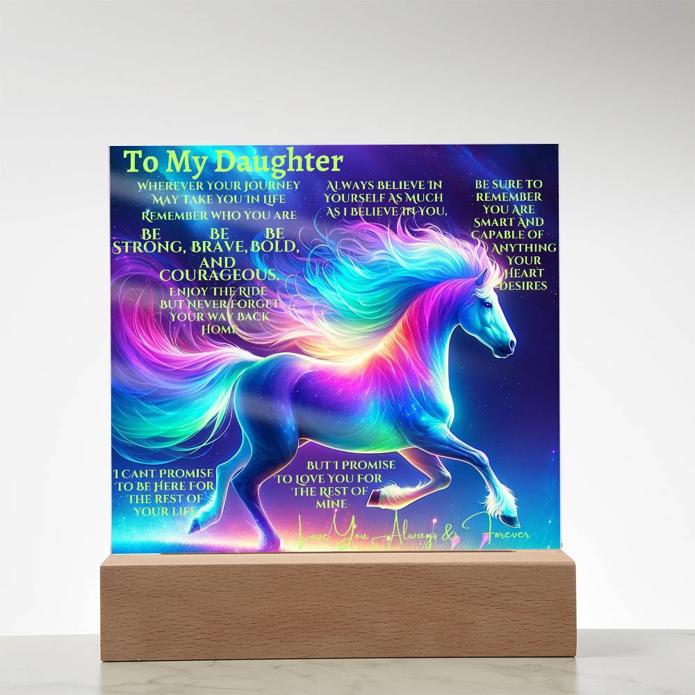 To My Daughter | Unicorn Acrylic Led Night Lamp For Her | Christmas Holiday Season Birthday | Mom Dad |