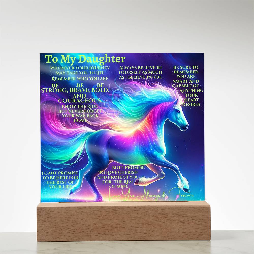 To My Daughter Unicorn Acrylic Led Night Lamp For Her Christmas Holiday Season Birthday Mom or Dad