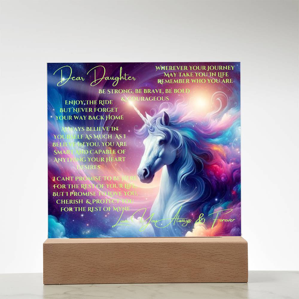 To My Daughter | Unicorn Acrylic Led Night Lamp For Her | Christmas Holiday Season Birthday | Mom Dad | RU