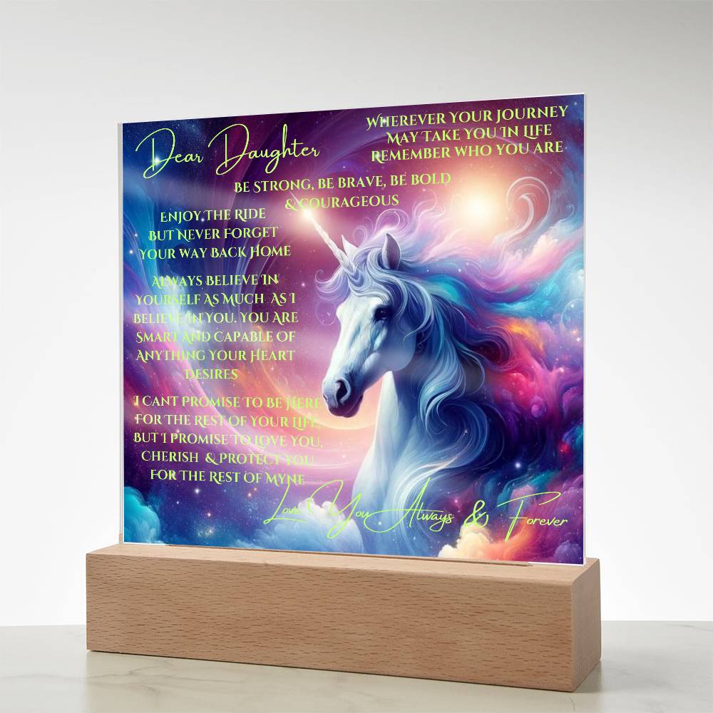 To My Daughter | Unicorn Acrylic Led Night Lamp For Her | Christmas Holiday Season Birthday | Mom Dad | RU