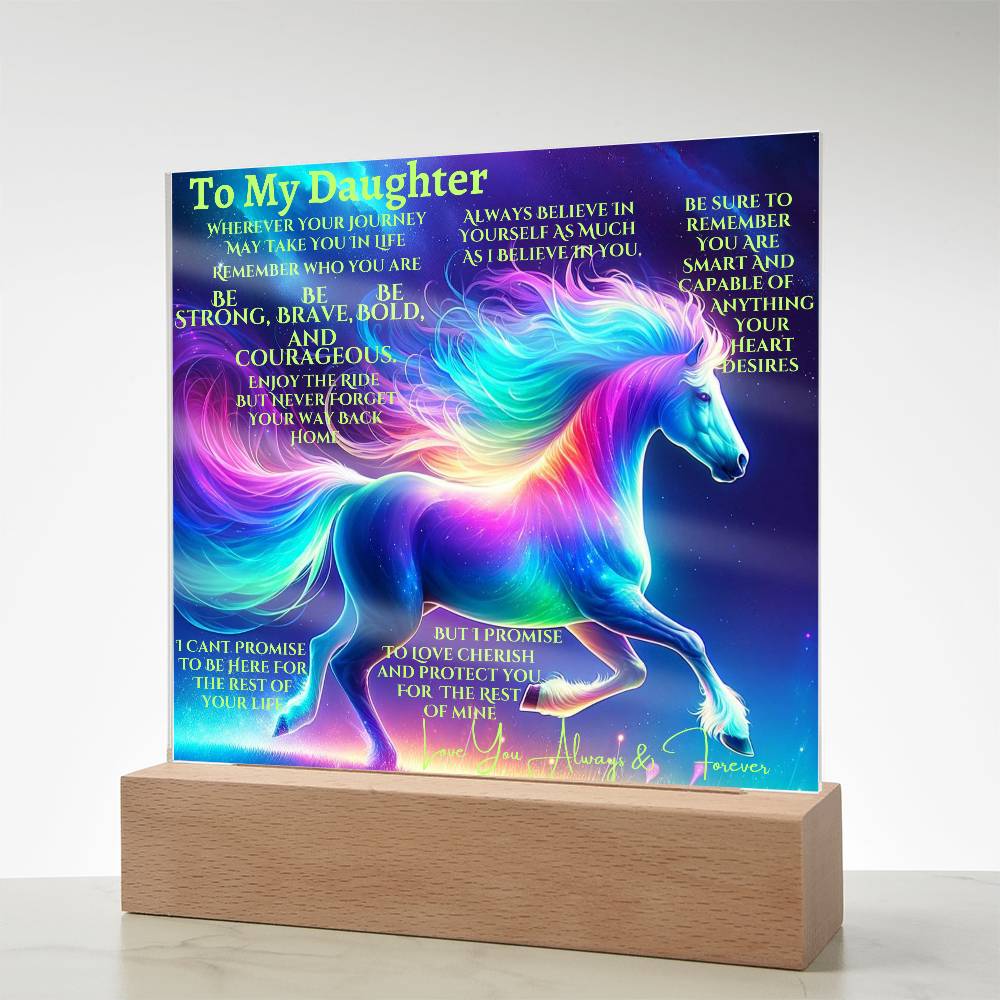 To My Daughter Unicorn Acrylic Led Night Lamp For Her Christmas Holiday Season Birthday Mom or Dad