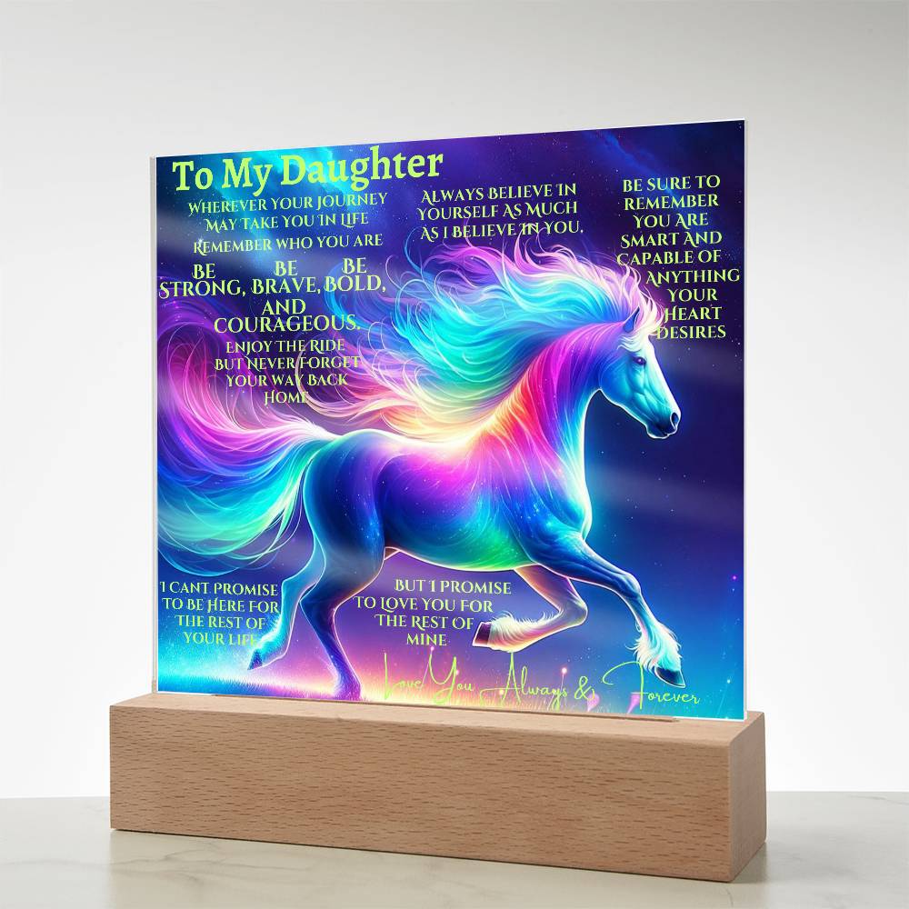 To My Daughter | Unicorn Acrylic Led Night Lamp For Her | Christmas Holiday Season Birthday | Mom Dad |