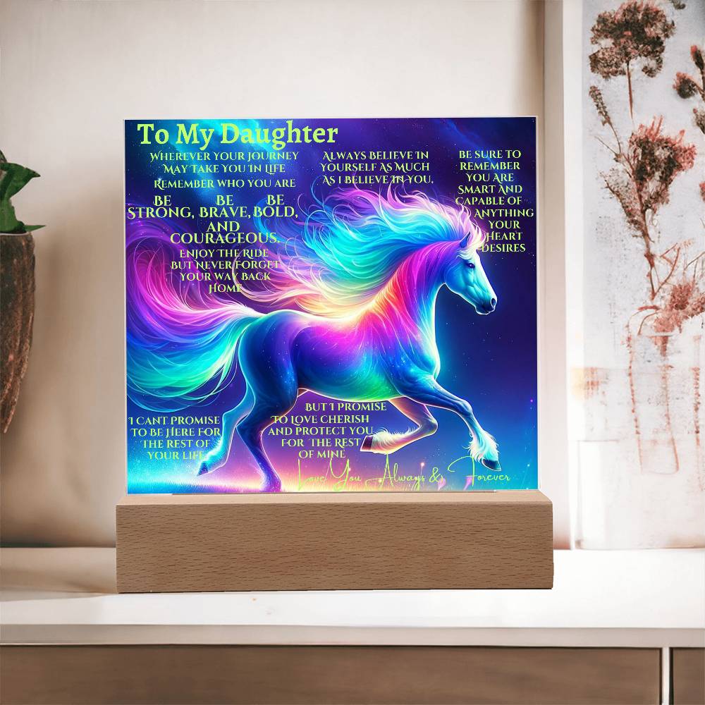 To My Daughter Unicorn Acrylic Led Night Lamp For Her Christmas Holiday Season Birthday Mom or Dad