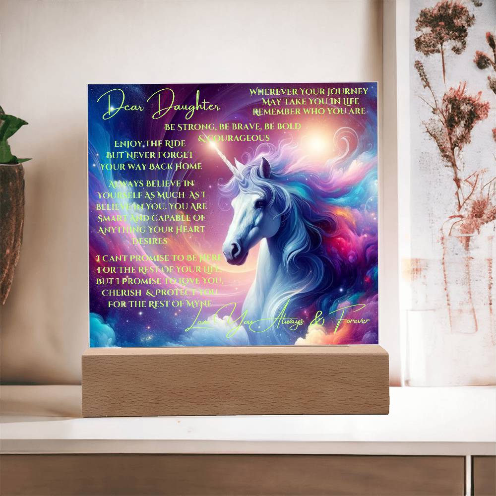 To My Daughter | Unicorn Acrylic Led Night Lamp For Her | Christmas Holiday Season Birthday | Mom Dad | RU