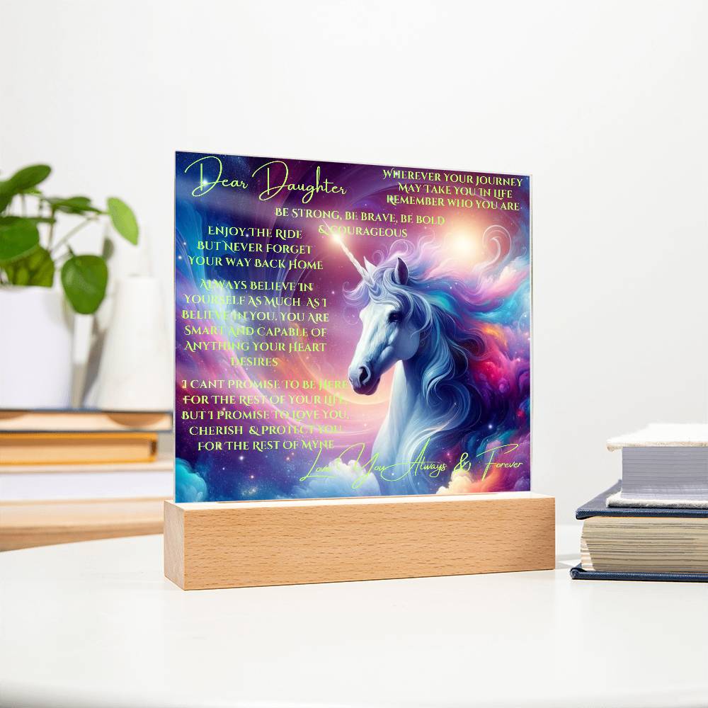 To My Daughter | Unicorn Acrylic Led Night Lamp For Her | Christmas Holiday Season Birthday | Mom Dad | RU