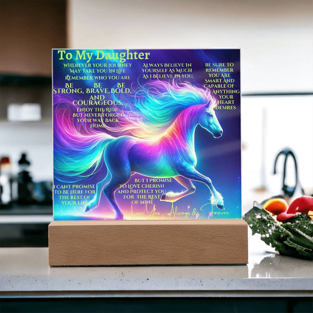 To My Daughter Unicorn Acrylic Led Night Lamp For Her Christmas Holiday Season Birthday Mom or Dad