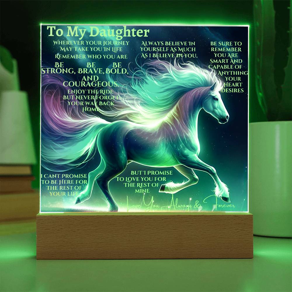 To My Daughter | Unicorn Acrylic Led Night Lamp For Her | Christmas Holiday Season Birthday | Mom Dad |