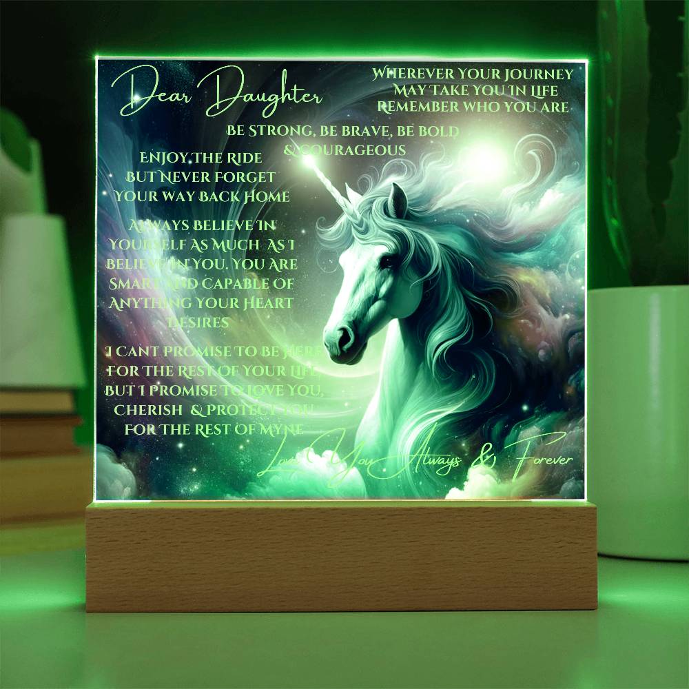 To My Daughter | Unicorn Acrylic Led Night Lamp For Her | Christmas Holiday Season Birthday | Mom Dad | RU