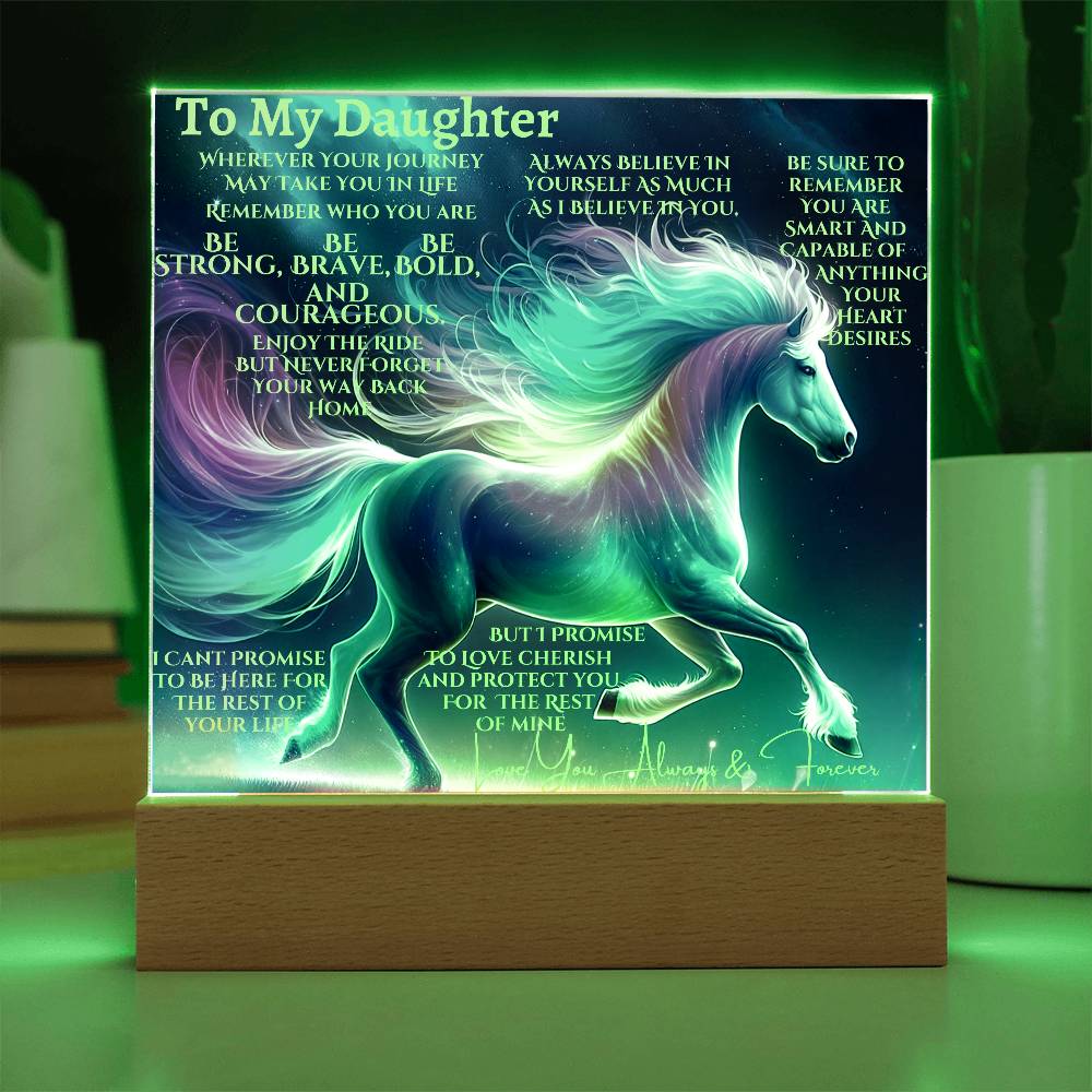 To My Daughter Unicorn Acrylic Led Night Lamp For Her Christmas Holiday Season Birthday Mom or Dad