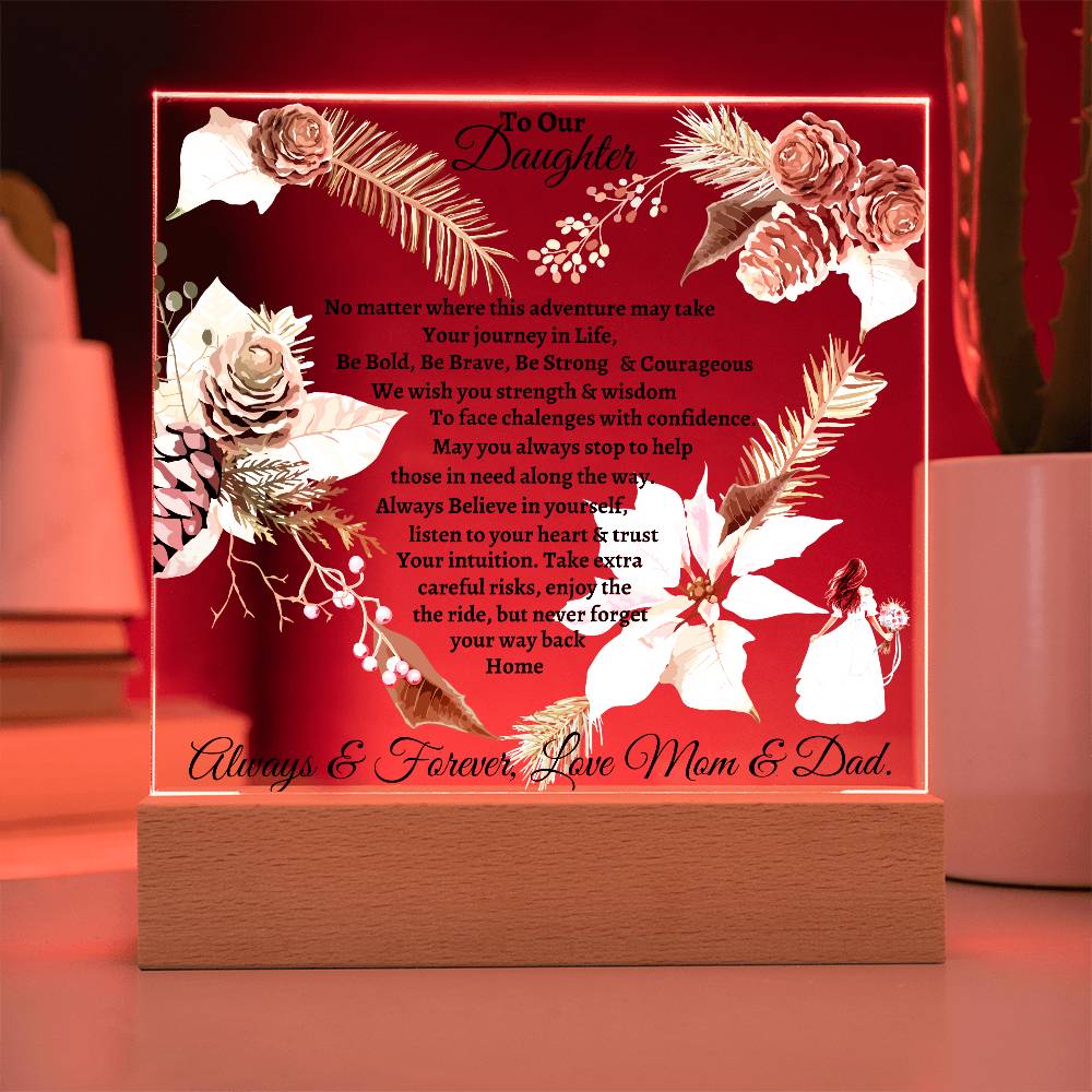 To Our Daughter | Acrylic Square Plaque Led Light | Christmas, Holiday Gift for Her | Mom & Dad|