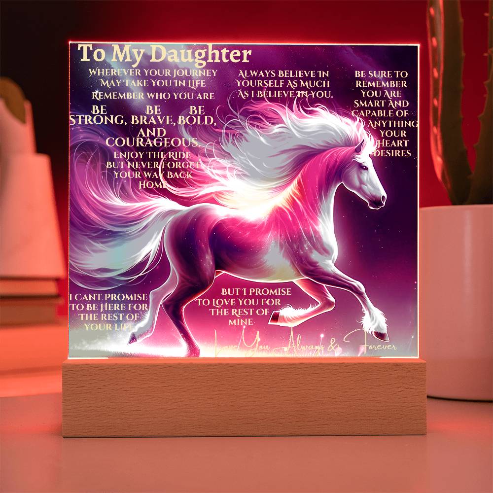 To My Daughter | Unicorn Acrylic Led Night Lamp For Her | Christmas Holiday Season Birthday | Mom Dad |