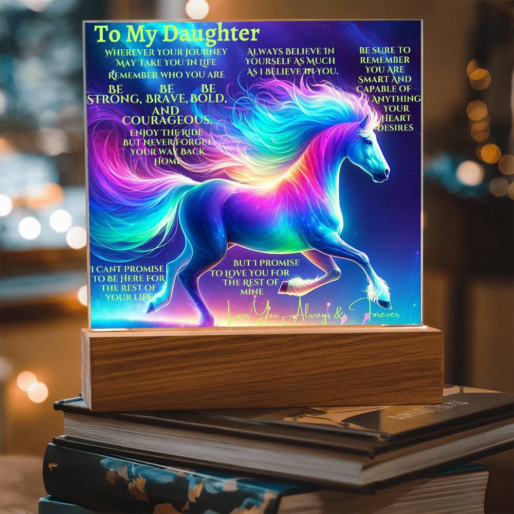 To My Daughter | Unicorn Acrylic Led Night Lamp For Her | Christmas Holiday Season Birthday | Mom Dad |