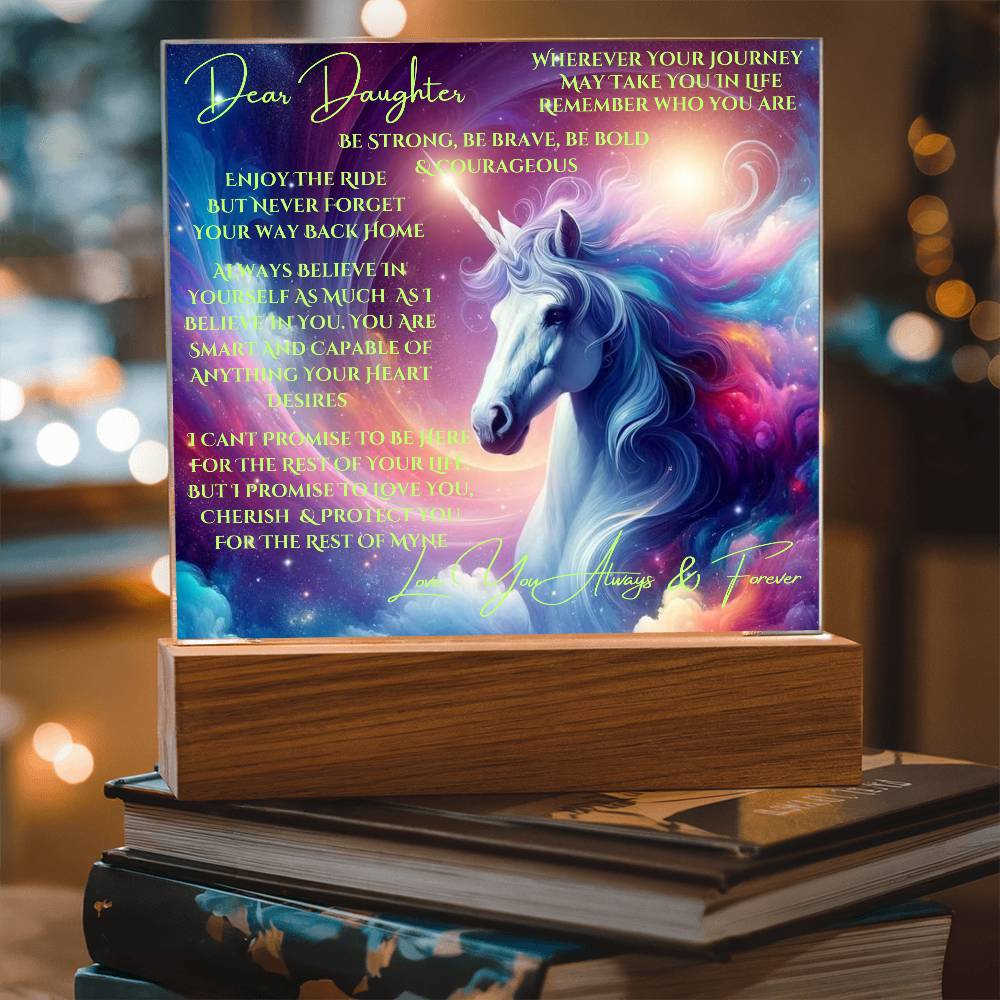 To My Daughter | Unicorn Acrylic Led Night Lamp For Her | Christmas Holiday Season Birthday | Mom Dad | RU