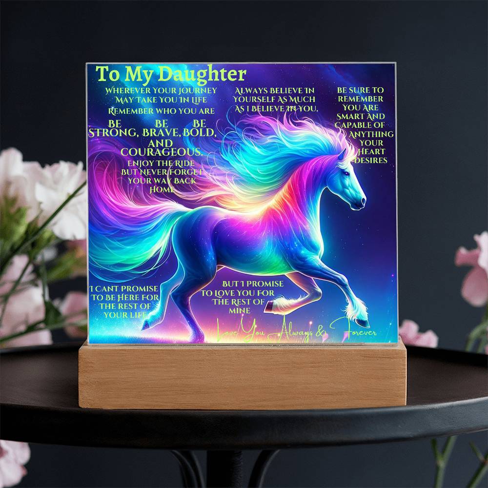 To My Daughter | Unicorn Acrylic Led Night Lamp For Her | Christmas Holiday Season Birthday | Mom Dad |