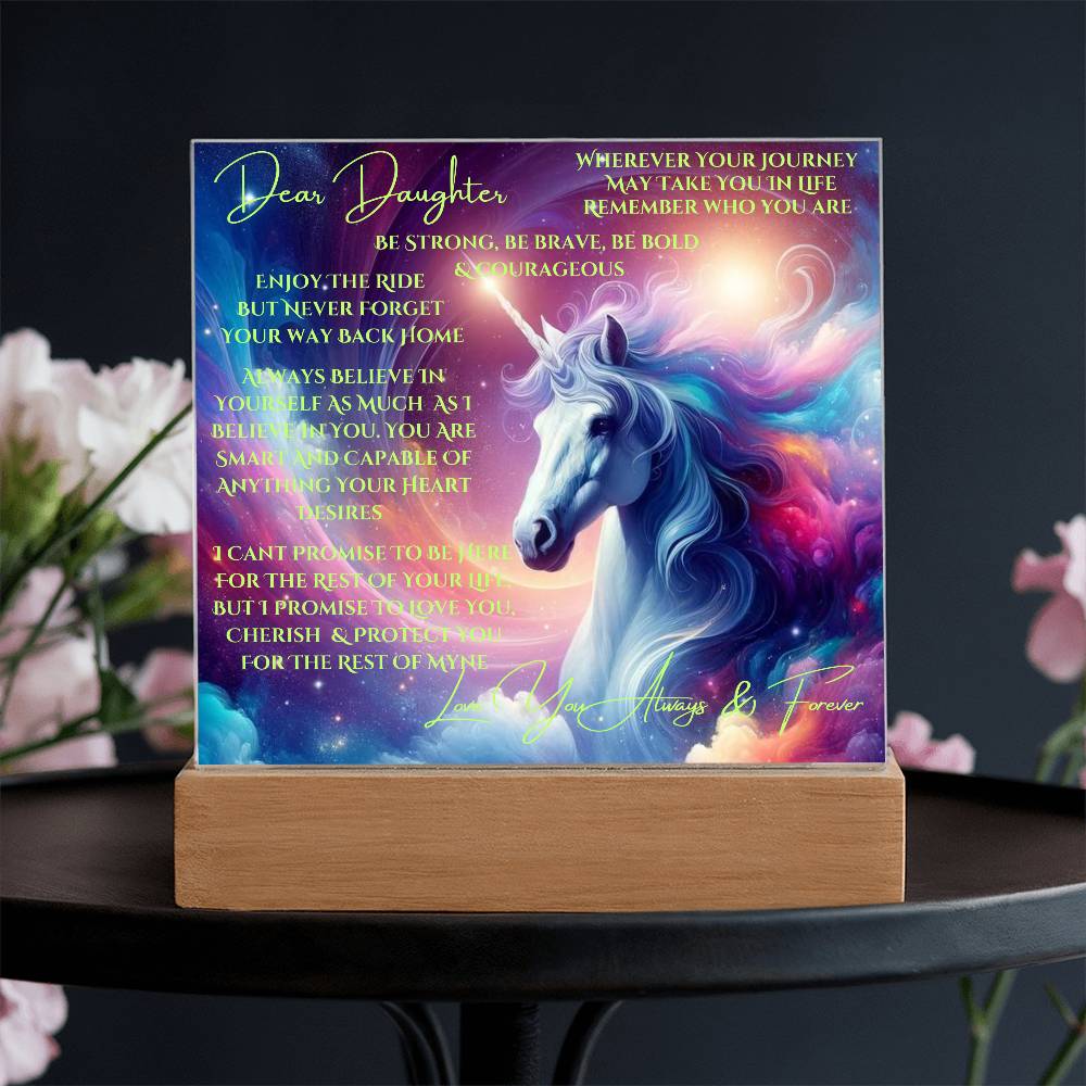 To My Daughter | Unicorn Acrylic Led Night Lamp For Her | Christmas Holiday Season Birthday | Mom Dad | RU