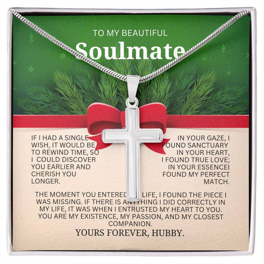 To My Beautiful Soulmate | Stainless Cross Necklace | Husband