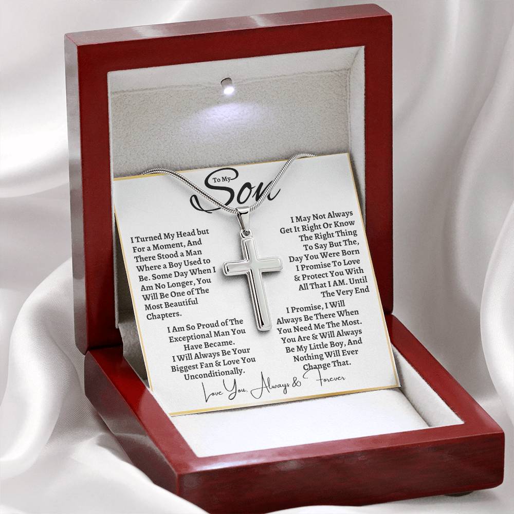 To My Son | Artisan Cross Necklace | Christmas Holiday Birthday Graduation Gift For Him | Mom or Dad | GB